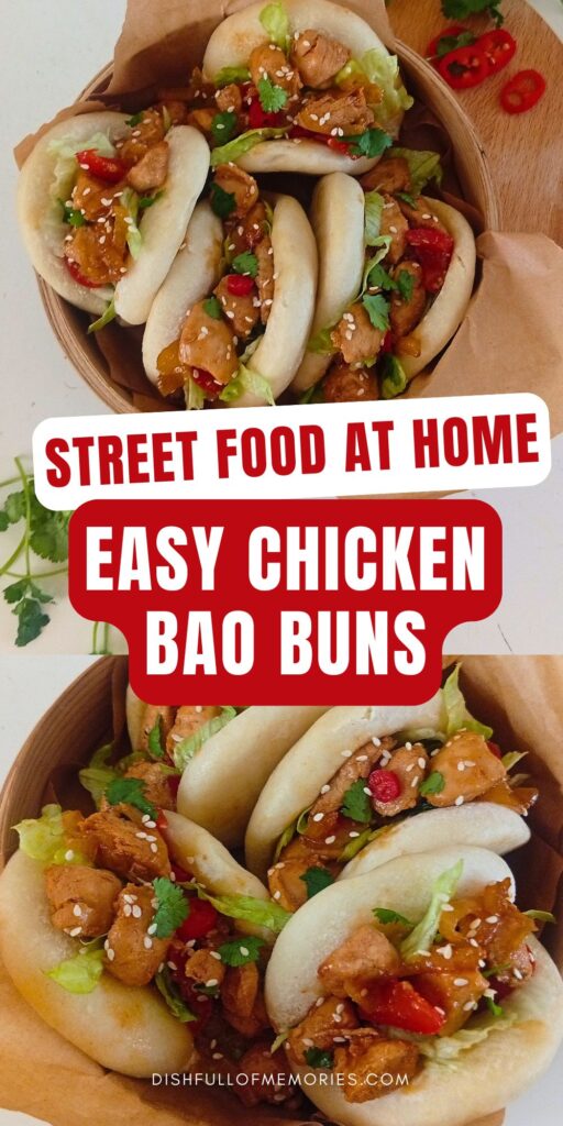 Street food at home. Easy chicken filled bao buns.